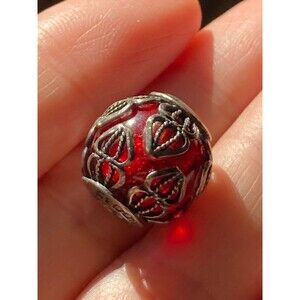 Cedora 925 Italian sterling silver red glass Charm